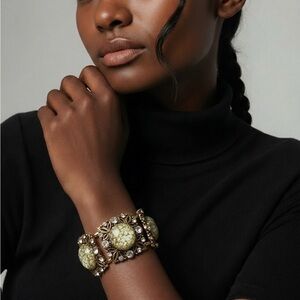 Chic Gold and Cream Statement Bracelet